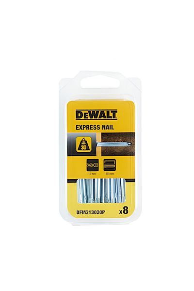 Dewalt 8-Piece Zinc Plated Concrete and Masonry Express Nail Set Silver 6 x 80mm