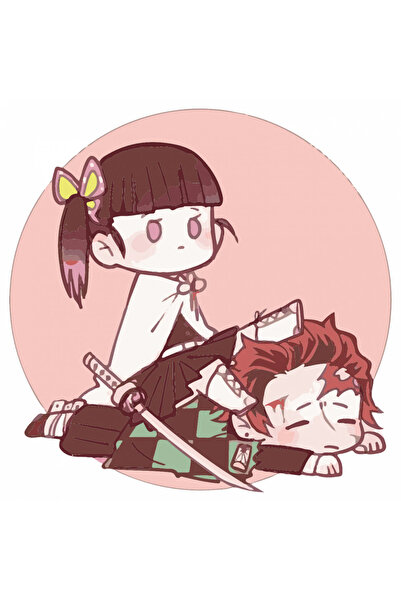 INOVATIX Set de 8 piese, autocolant Demon Slayer Tanjiro x Kanao, INOVATIX®. 6 cm