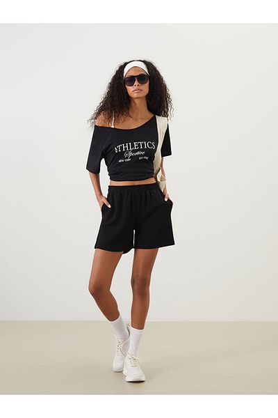 LC Waikiki Koor Black Women's Shorts with Elastic Waist