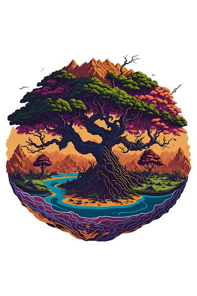 INOVATIX Set de 8 piese, autocolant bonsai în savană, INOVATIX®. 6 cm