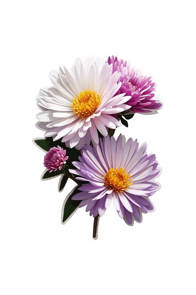 INOVATIX Set de 8 autocolante cu flori Aster, INOVATIX®. 6 cm