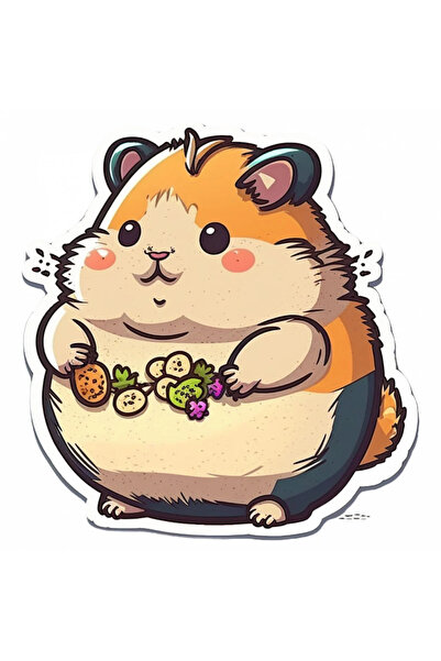 INOVATIX Set de 8 piese, autocolant Hamster cu fructe în mână, INOVATIX®. 6 cm