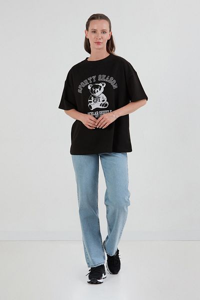 Fulla Moda Teddy Bear imprimate Oversised T-Shirt