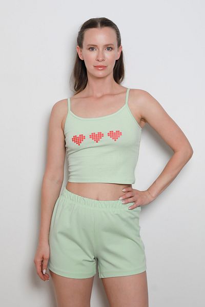 Fulla Moda Heart Printed Strappy Shorts Set