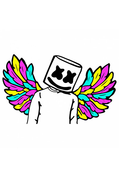 INOVATIX Set de 8 autocolante Dj Marshmello cu aripi de înger, INOVATIX®. 6 cm