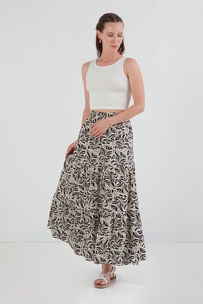 Fulla Moda Patterned Elastic Waist Skirt