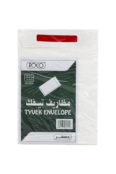 Roco ظرف أمان - ٧ × ١٠ بوصة، مصنوع من مادة تايفك المقاومة للتمزق، ذاتي اللصق، أبيض
