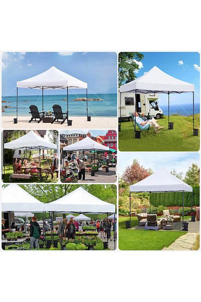 Joynest Pavilion Tent 3 x 3 m, JoyNest®, Foldable Tarpaulin, Solid Metal Structure, Waterproof-WHITE