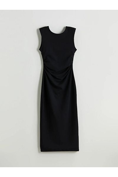 LC Waikiki Lcw Vision Crew Neck Smocked Crepe Dress