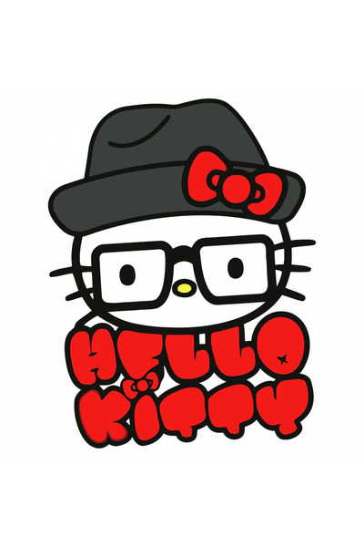 INOVATIX Set de 8 piese, autocolant Hello Kitty cu pălărie și ochelari, INOVA...