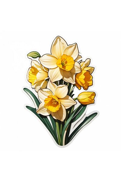 INOVATIX Set de 8 bucăți, autocolant Buchet de narcise, INOVATIX®. 6 cm