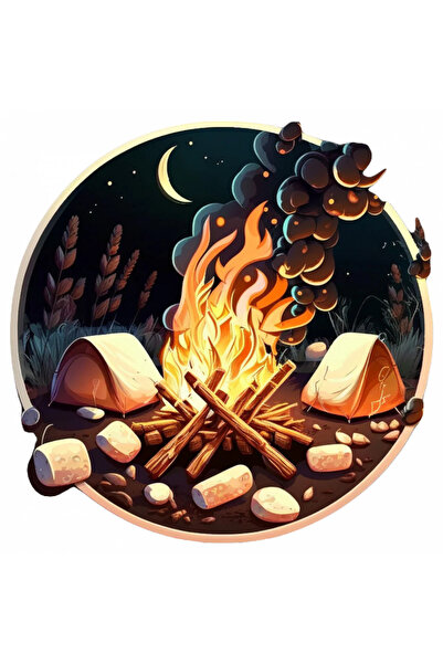 INOVATIX Set de 8 autocolante cu foc de tabără și bezele, INOVATIX®. 6 cm