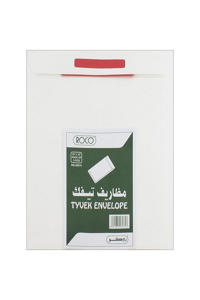 Roco ظرف أمان - ١٠ × ١٢ بوصة، مصنوع من مادة تايفك المقاومة للتمزق، ذاتي اللصق، أبيض
