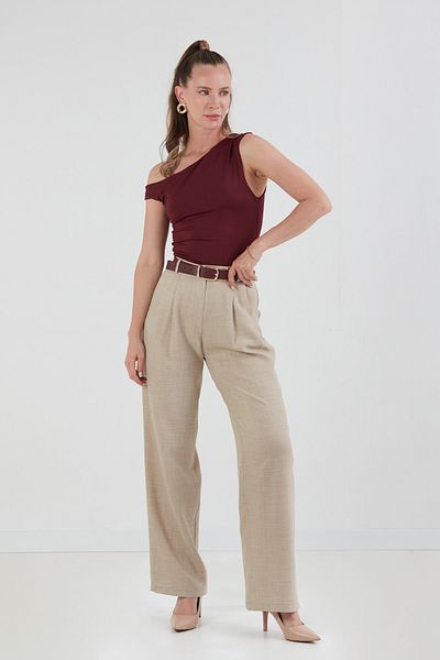 Fulla Moda Ψηλόμεσο παντελόνι Palazzo με κουμπιά