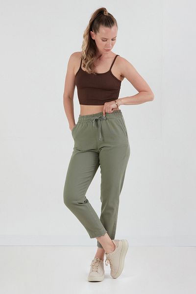 Fulla Moda High Waist Elastic Waist Trousers