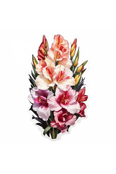 INOVATIX Set de 8 bucăți, Sticker Buchet de gladiole cu boboci, INOVATIX®. 6 cm