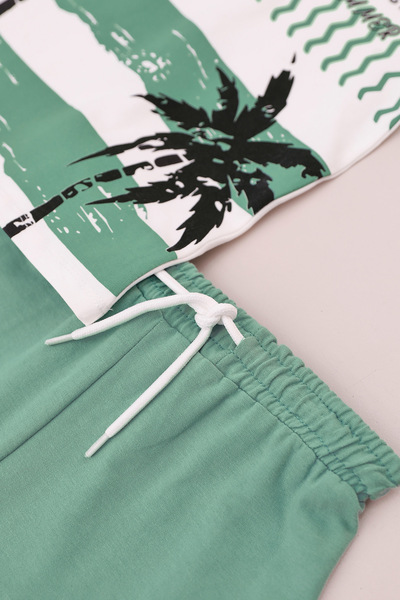 Fulla Moda Palm Printed Capri Boy's Suit