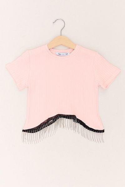 Fulla Moda Ribbed Waist Chain Girl's Bodysuit