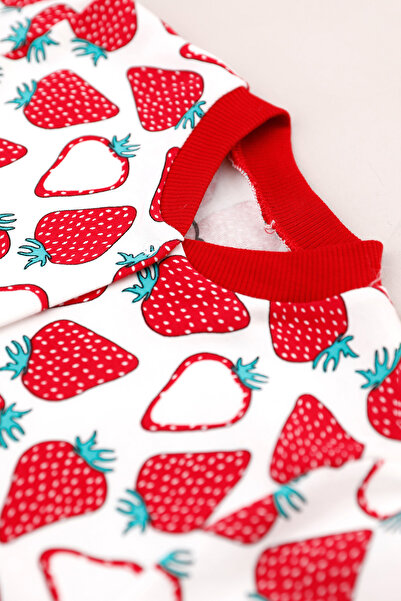 Fulla Moda Set de pijamale pentru fete, 100% bumbac, imprimat cu căpșuni