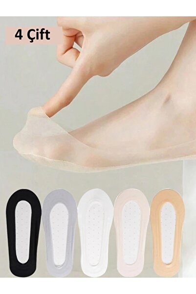 çorapmanya 4 Çift Çok Renkli Kadın Tül Suba - Babet Çorap