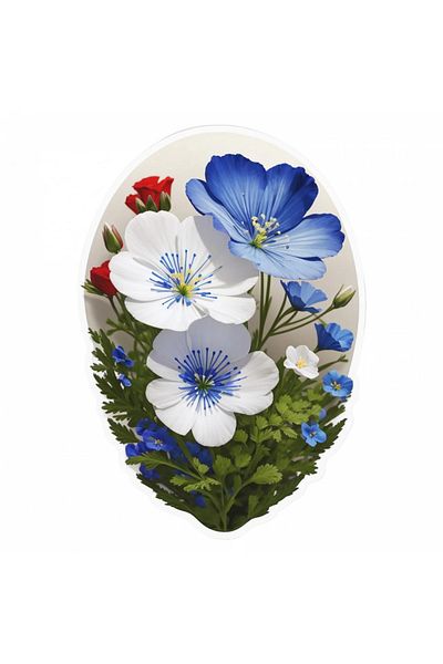 INOVATIX Set de 8 autocolante cu flori Nemophila, INOVATIX®. 6 cm