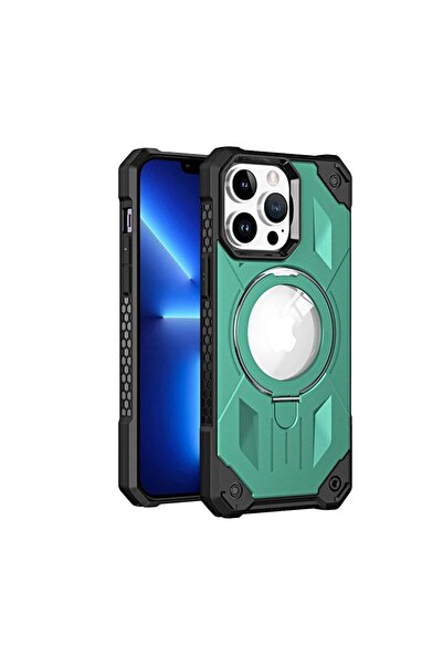 Gtech Case with stand, compatible with Apple iPhone 15 Plus, shockproof, wireless charging, Green