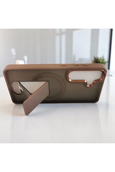 Gtech Flickstand Magsafe Case, Compatible with Samsung Galaxy S25, TPU Polycarbonate, Frosted, Brown