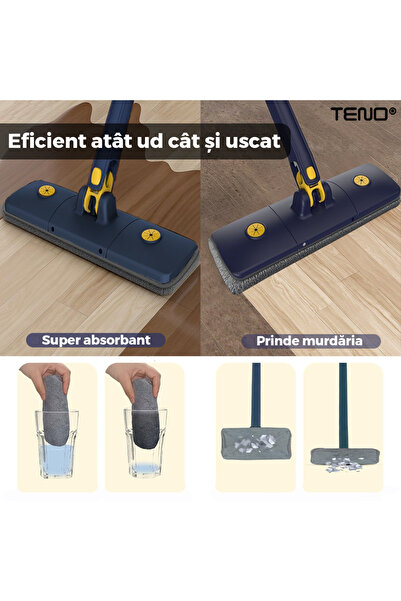 Teno Teno® Rectangular Mop Head, 360 degree rotation, one cloth, 123 cm, blue/yellow