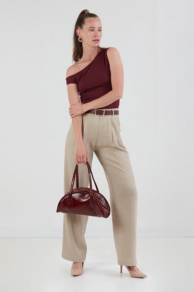 Fulla Moda Zippered Patent Leather Handbag