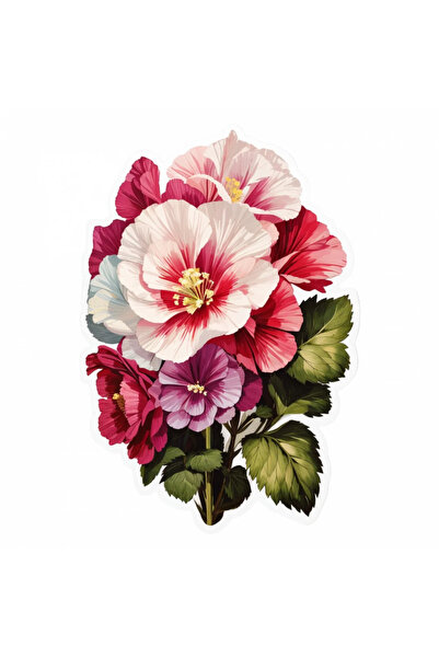 INOVATIX Set de 8 autocolante cu flori de nalbă de grădină, INOVATIX®. 6 cm