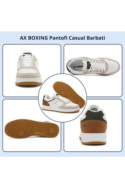 AX Boxing Men's Casual Sports Shoes, Premium Eco-Leather, Thick Stitched Sole, AX Boxing