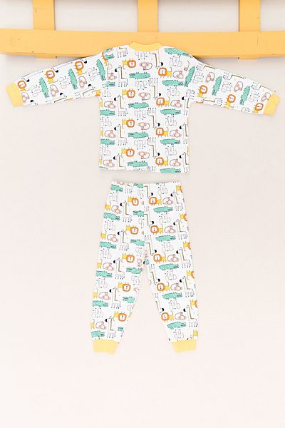 Fulla Moda 100% Cotton Animal Printed Snap Fastener Boys' Pajama Set