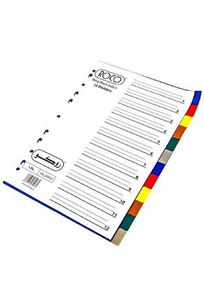 Roco فاصل فهرس - مقاس A4، قطع بعلامة تبويب 1/12، ألوان متنوعة، بلاستيك، علاما...
