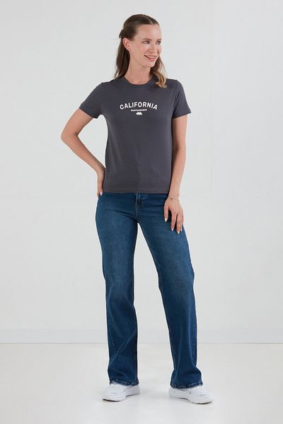 Fulla Moda California Embossed Printed Crew Neck T-Shirt