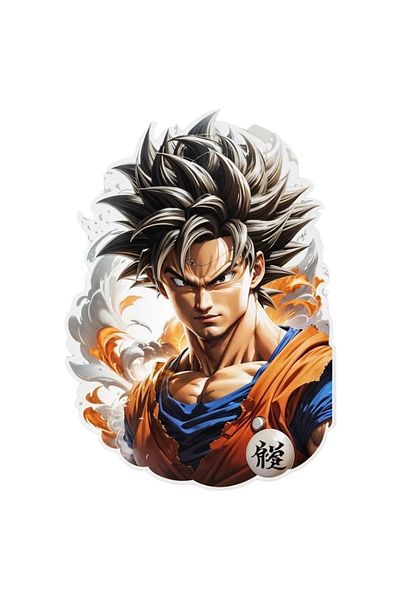 INOVATIX Set de 8 piese, autocolant Goku încruntat, INOVATIX®. 6 cm