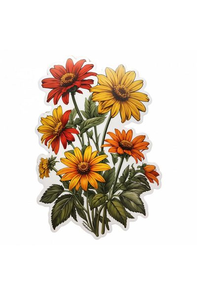 INOVATIX Set de 8 autocolante cu flori Rudbeckia, INOVATIX®. 6 cm