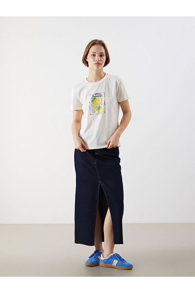 LC Waikiki Νέα σεζόν Crew Neck Printed Γυναικείο Tisort - S5OU77Z8