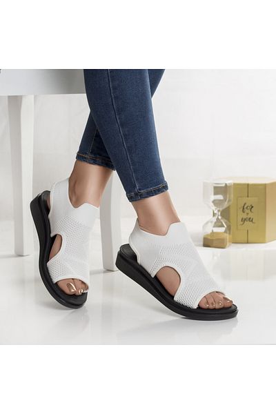 MODA STİL Women's white flat sandals made of textile, size 38