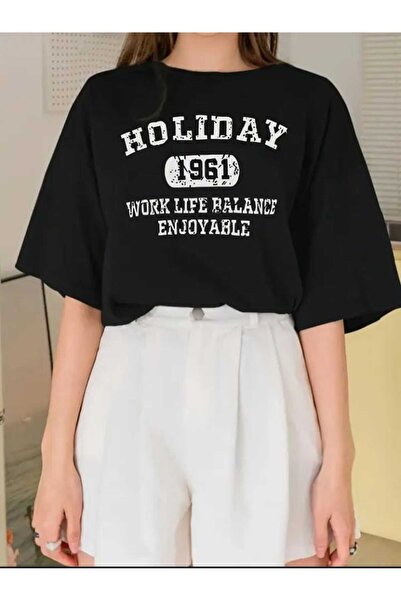 TekTarzz Tricou de tendință cu design imprimat pentru femei de vacanță