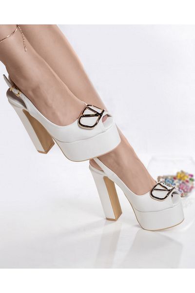 MODA STİL Women's white heeled sandals, tista leather, 38