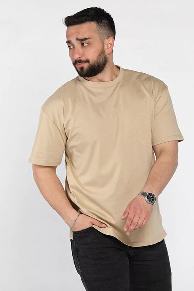 MİSHAR İTALİA Ανδρικό T-Shirt σε μπεζ λαιμόκοψη