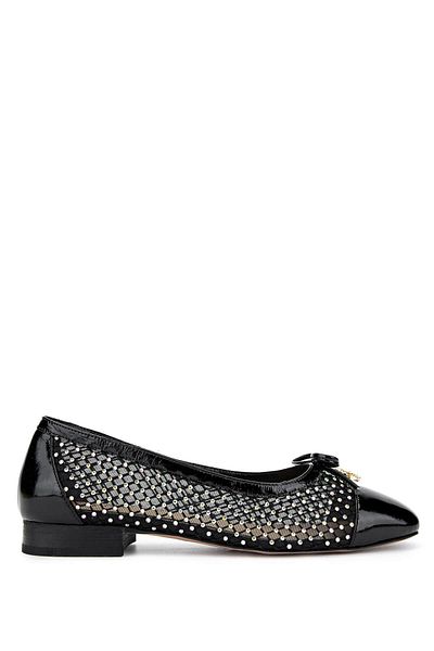 Tamer Tanca Women's Leather & Textile Black Patent Leather Ballerina Shoes