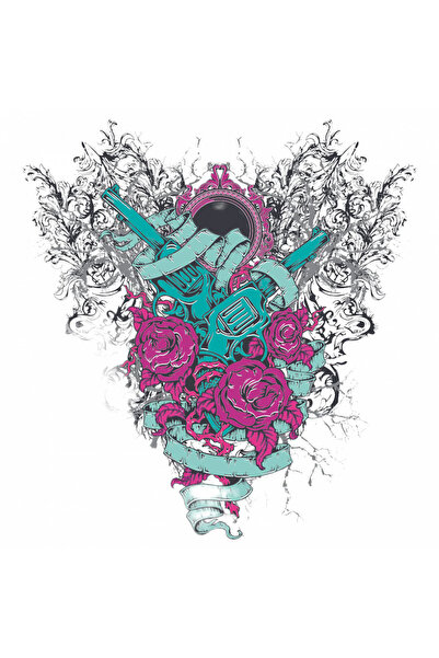 INOVATIX Set de 8 piese, autocolant Guns and Roses, INOVATIX®. 6 cm