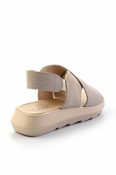 Bambi Béžové kožené dámské sandály K05379071402