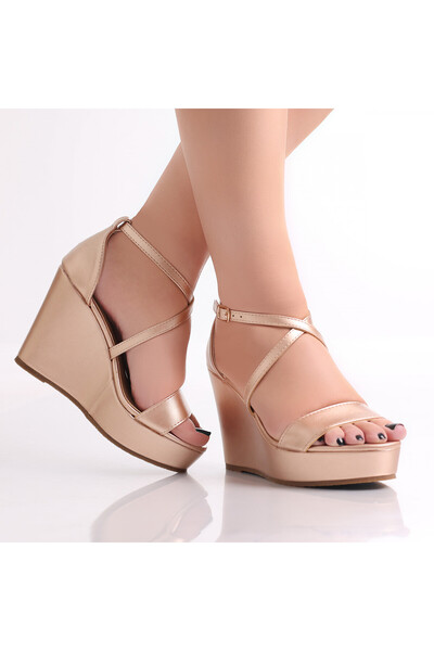 Botinelli Sandale cu platformă Avelya pentru femei, culoare bronz, mărimea 38