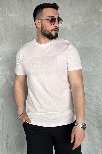 MİSHAR İTALİA Tricou cu imprimeu pentru bărbați, cu gâtul turn, pudră