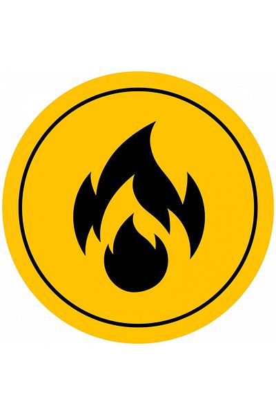 INOVATIX Set de 8 bucăți, autocolant indicator cu simbol de avertizare incendiu, INOVATIX®. 6 cm