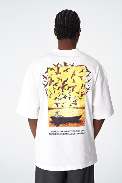 CANMODA Oversize Landscape T-Shirt – 100% Cotton – White