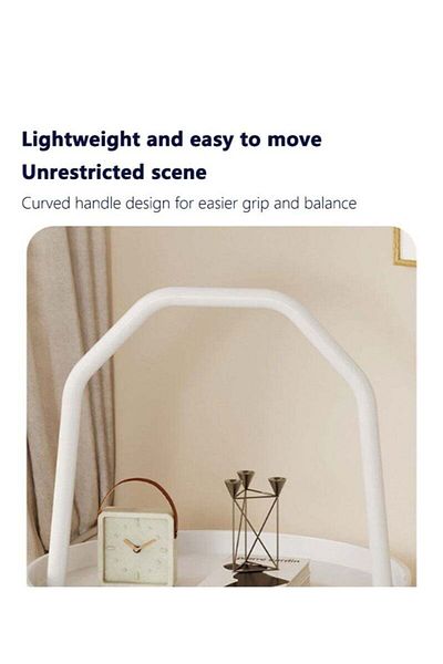 COOYA Round metal side table,rolled edge design,removable tray,suitable for indoor,easy to assemble,white