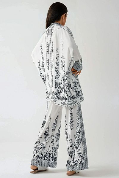 Hiccup Cămașă oversize cu model și costum dublu modest cu talie înaltă și picioare late